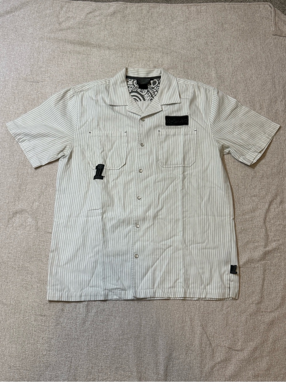 Harley Davidson H-DMC Pinstripe Mechanic Shirt M Y2K Biker Moto Workwear